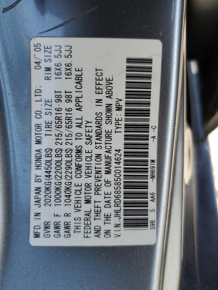 2005 Honda Cr-V Lx VIN: JHLRD68585C014624 Lot: 85731665