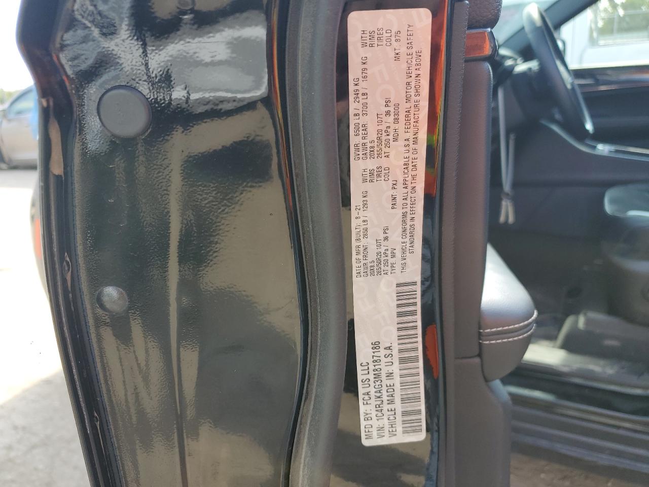 2021 Jeep Grand Cherokee L Laredo VIN: 1C4RJKAG3M8187186 Lot: 82260475