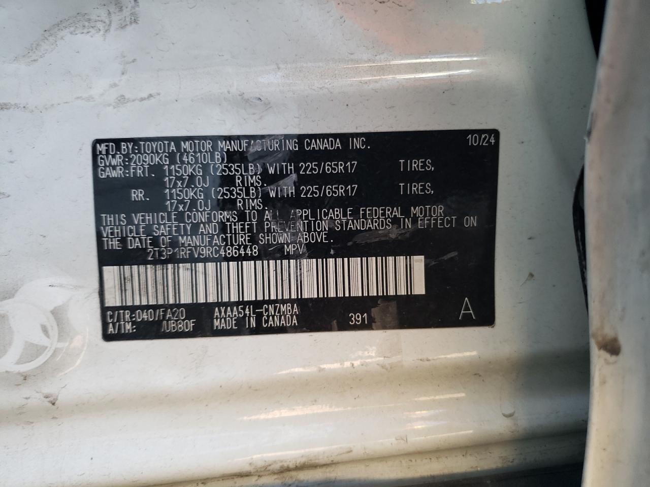 2024 Toyota Rav4 Xle VIN: 2T3P1RFV9RC486448 Lot: 82005135