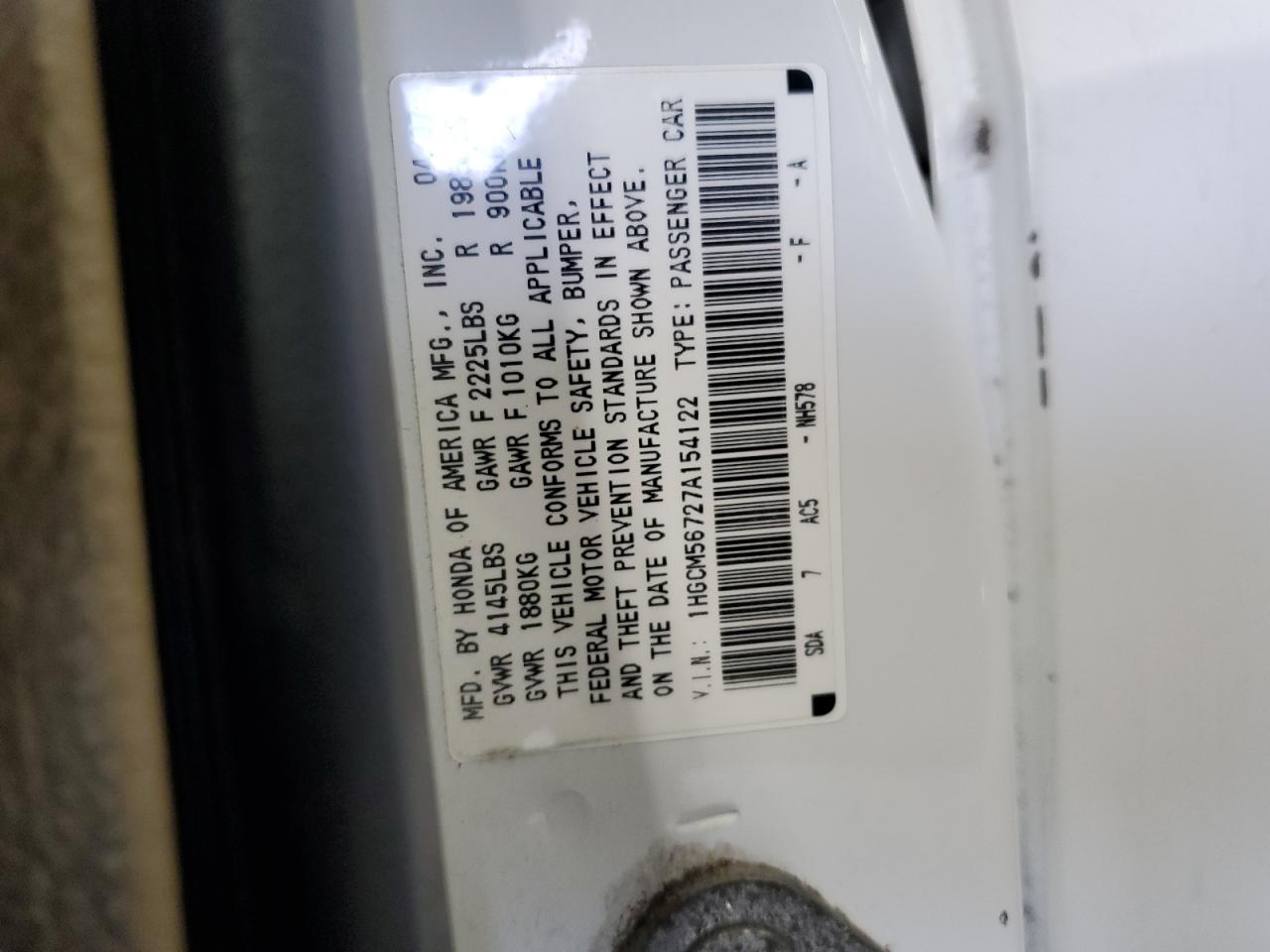 2007 Honda Accord Ex VIN: 1HGCM56727A154122 Lot: 81949825