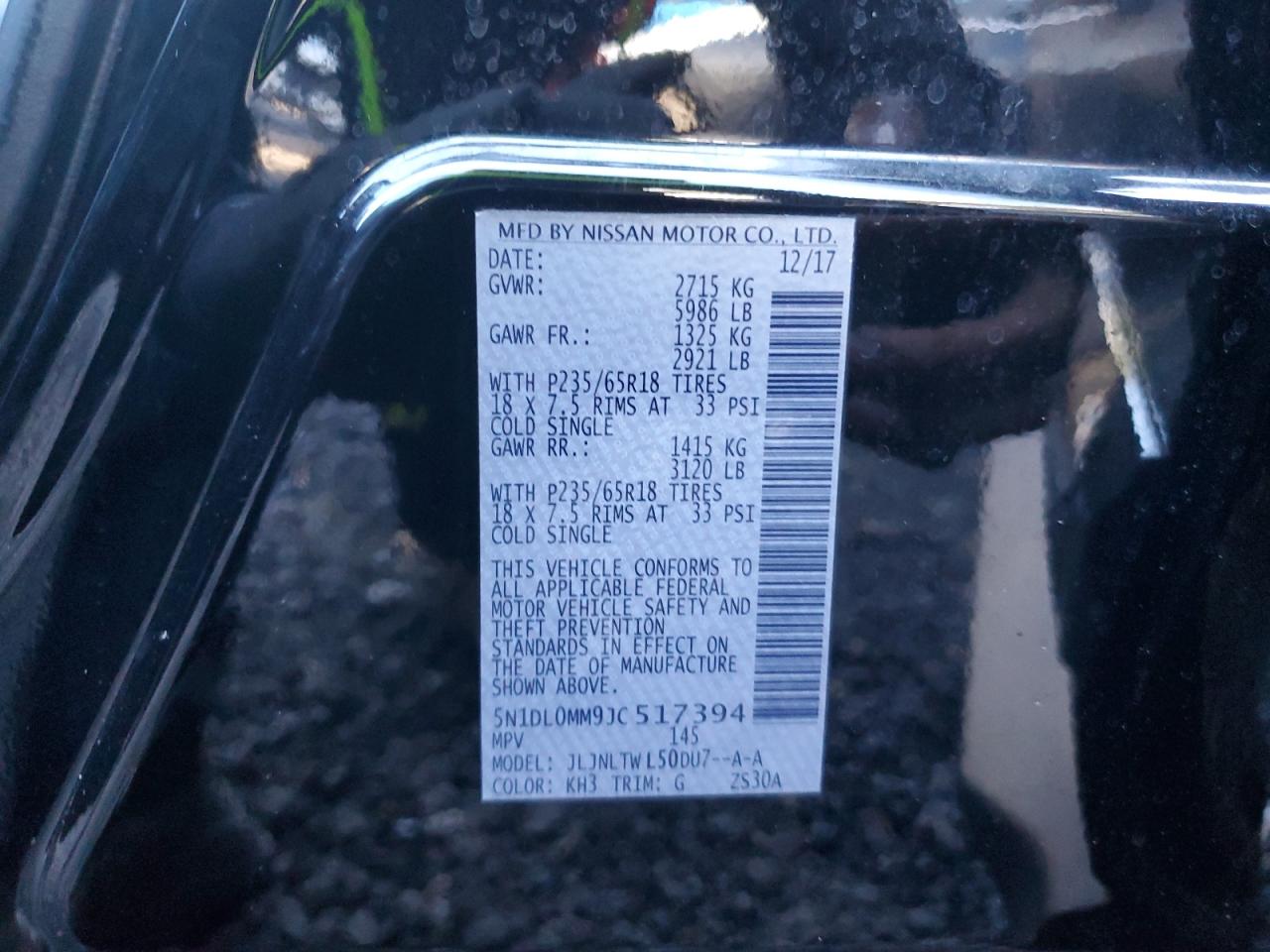 2018 Infiniti Qx60 VIN: 5N1DL0MM9JC517394 Lot: 85663185