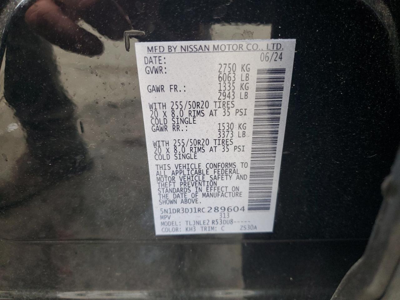 2024 Nissan Pathfinder Platinum VIN: 5N1DR3DJ1RC289604 Lot: 86532075