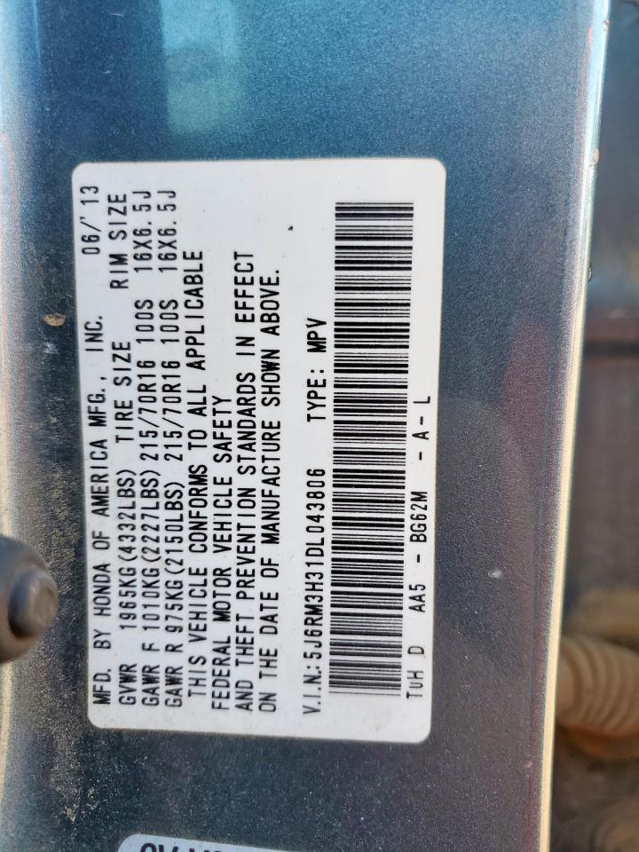 2013 Honda Cr-V Lx VIN: 5J6RM3H31DL043806 Lot: 85263145