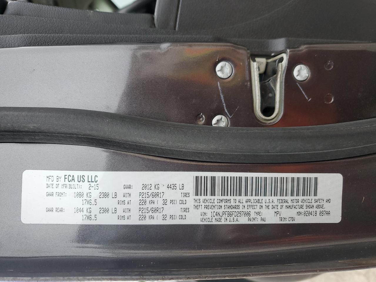 2015 Jeep Patriot Latitude VIN: 1C4NJPFB6FD297006 Lot: 86141475