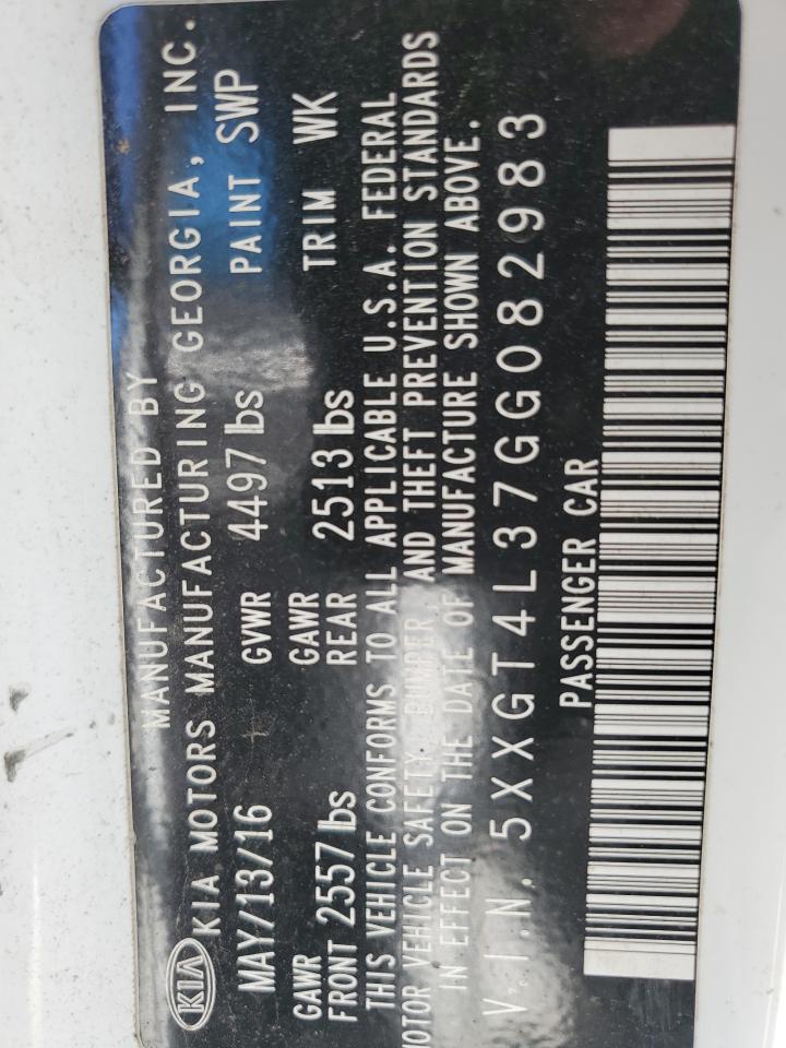 2016 Kia Optima Lx VIN: 5XXGT4L37GG082983 Lot: 84878475