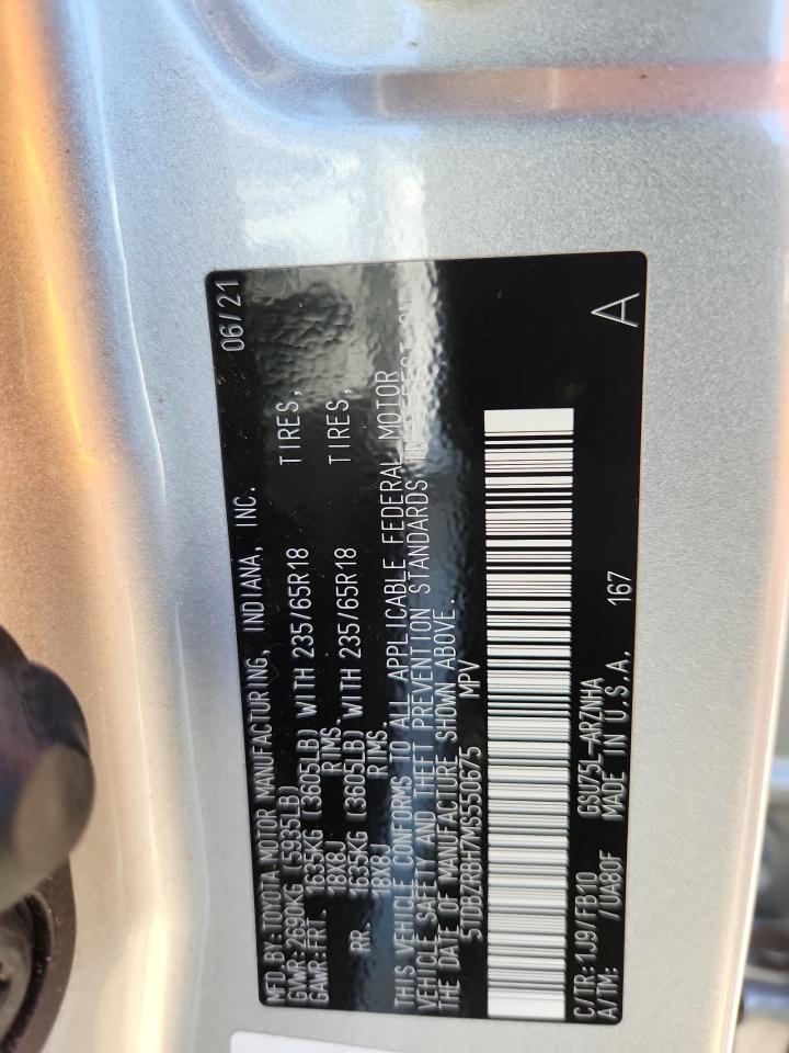 2021 Toyota Highlander L VIN: 5TDBZRBH7MS550675 Lot: 84821345