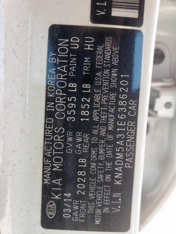 2014 Kia Rio Lx VIN: KNADM5A31E6386201 Lot: 85776335