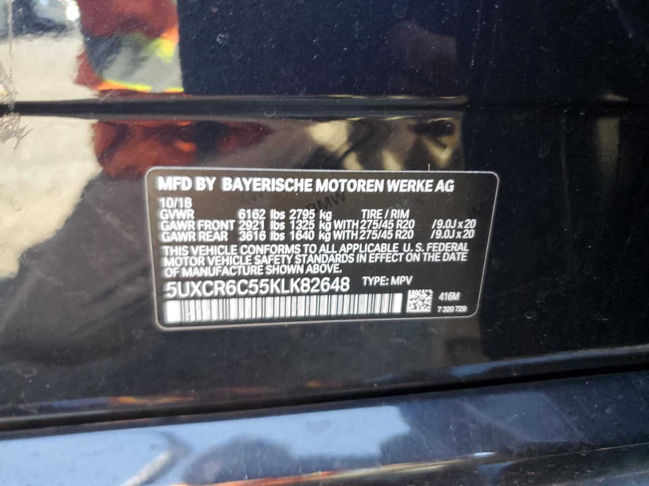 2019 BMW X5 xDrive40I VIN: 5UXCR6C55KLK82648 Lot: 82008045