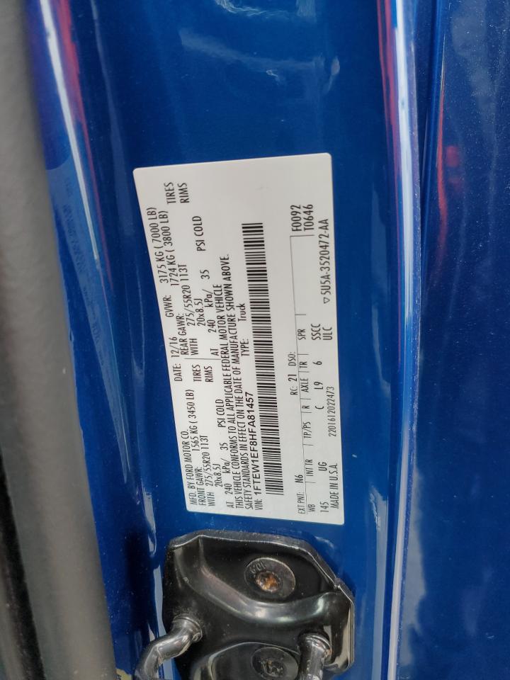 2017 Ford F150 Supercrew VIN: 1FTEW1EF8HFA81457 Lot: 90141285