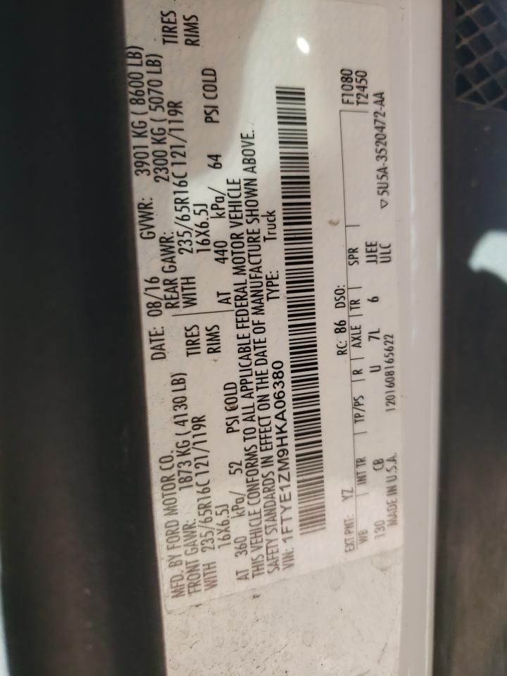 2017 Ford Transit T-150 VIN: 1FTYE1ZM9HKA06380 Lot: 80762705