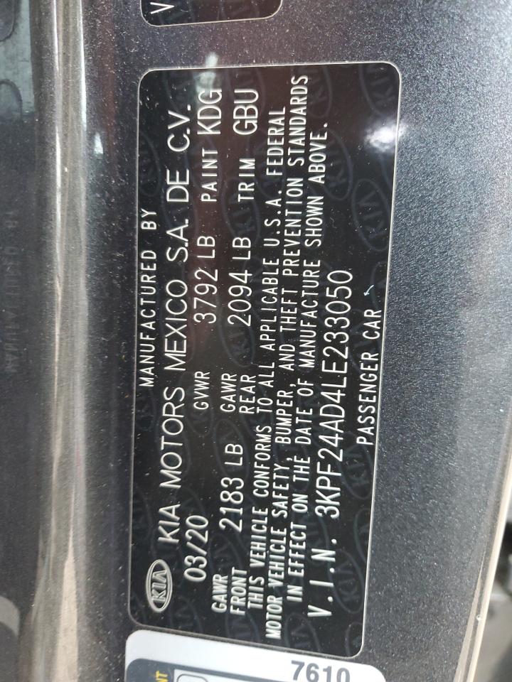 2020 Kia Forte Fe VIN: 3KPF24AD4LE233050 Lot: 85676475
