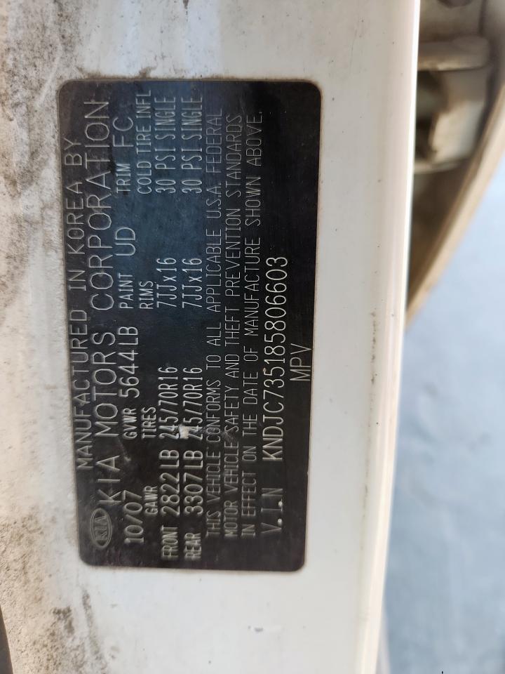 2008 Kia Sorento Ex VIN: KNDJC735185806603 Lot: 84935895