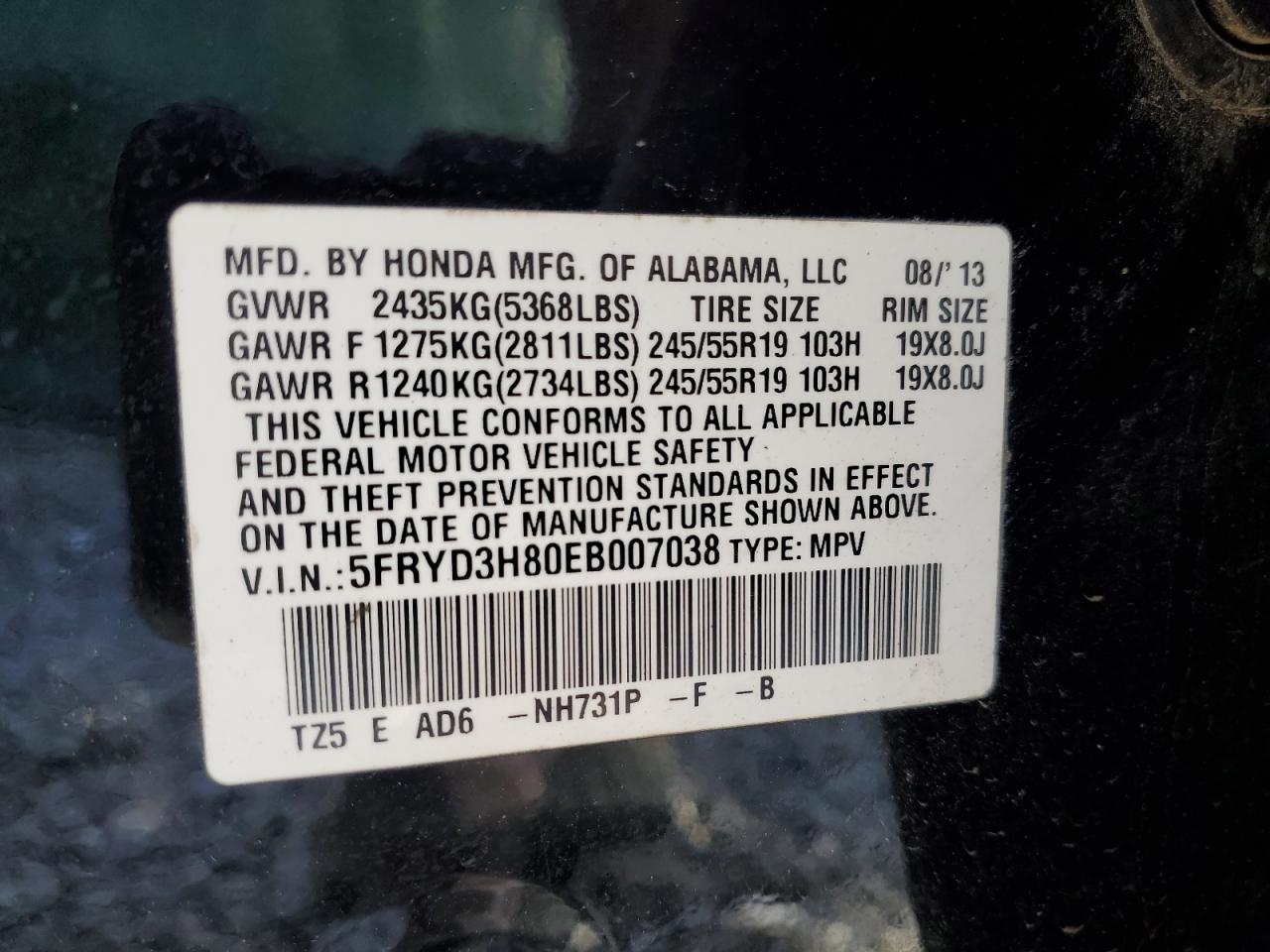 2014 Acura Mdx Advance VIN: 5FRYD3H80EB007038 Lot: 89484655