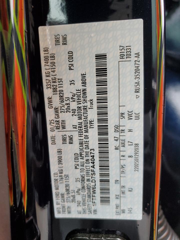 2025 Ford F150 King Ranch VIN: 1FTFW6LD7SFA40473 Lot: 90051955