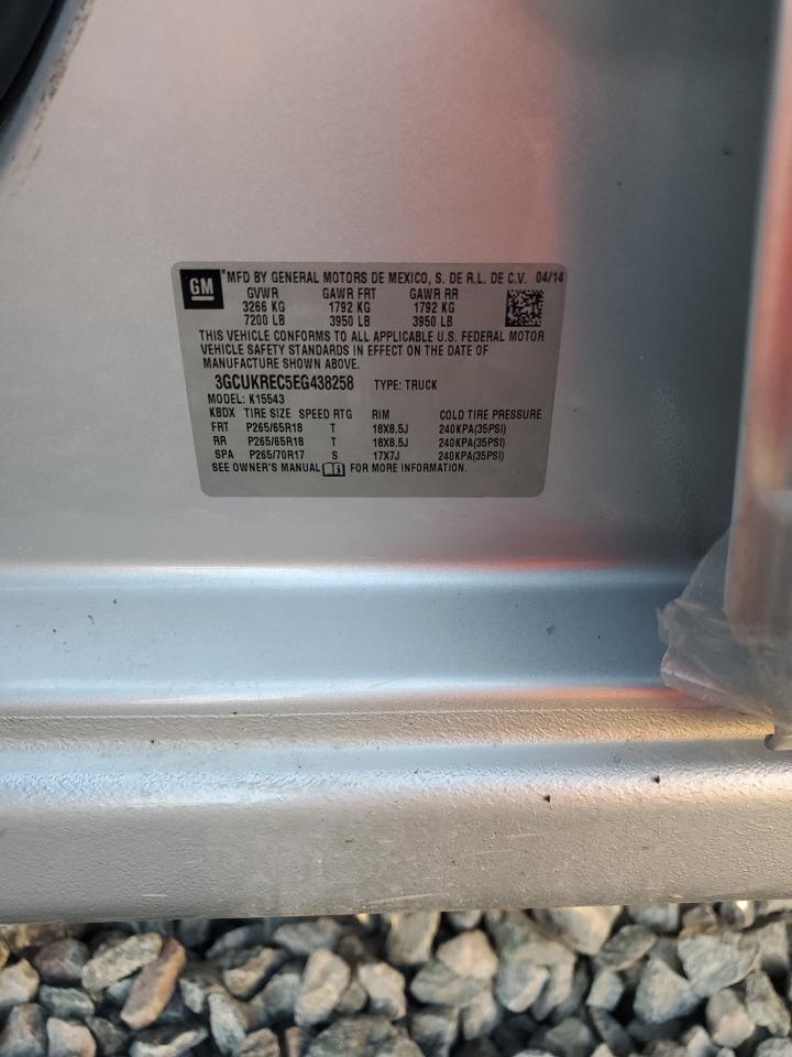 2014 Chevrolet Silverado K1500 Lt VIN: 3GCUKREC5EG438258 Lot: 82444895