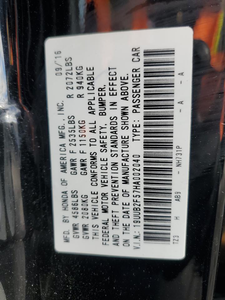 2017 Acura Tlx Tech VIN: 19UUB2F57HA002040 Lot: 86880065