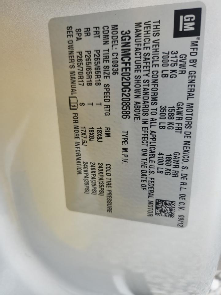 2013 Chevrolet Avalanche Lt VIN: 3GNMCFE02DG208586 Lot: 90501225