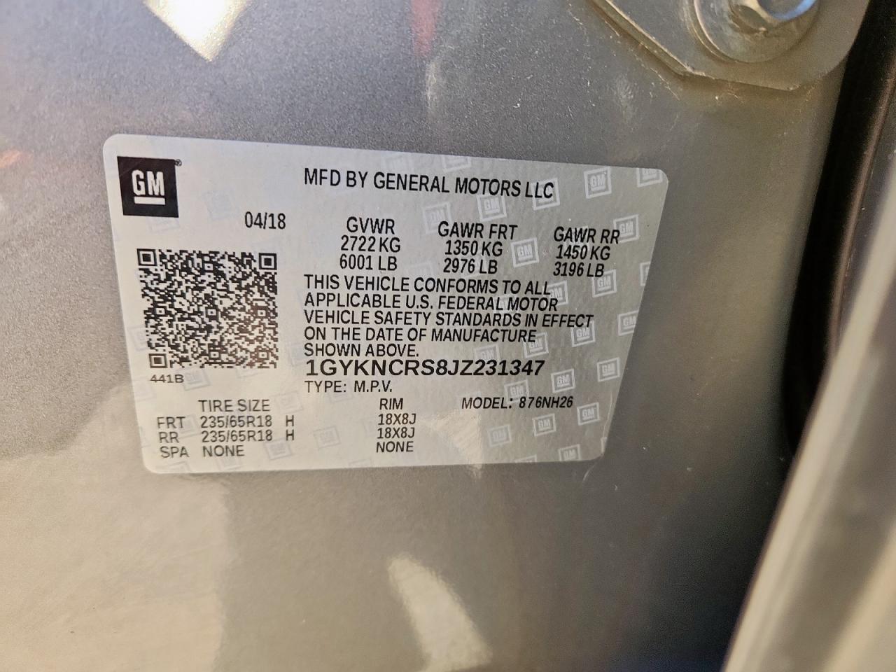 2018 Cadillac Xt5 Luxury VIN: 1GYKNCRS8JZ231347 Lot: 90545225