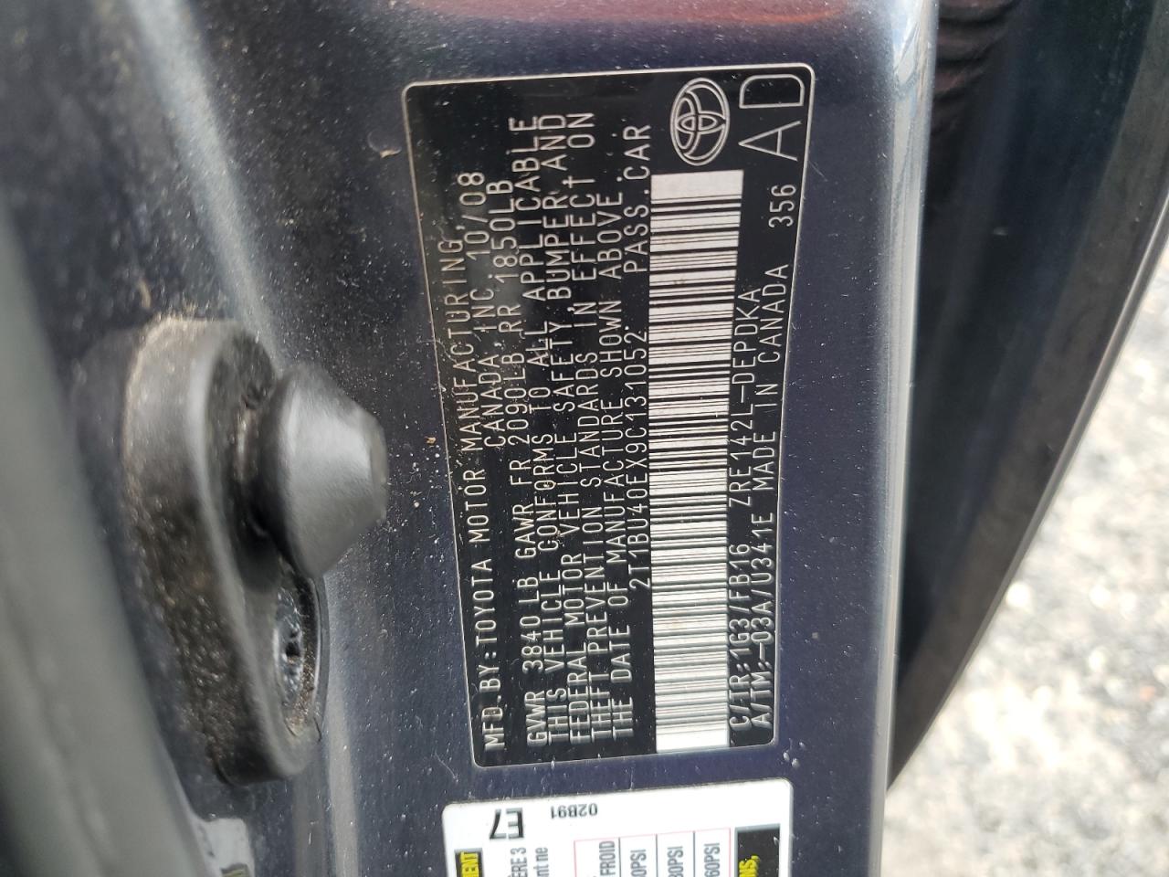 2009 Toyota Corolla Base VIN: 2T1BU40EX9C131052 Lot: 82328755