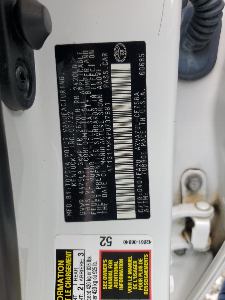 2023 Toyota Camry Se Night Shade VIN: 4T1G11AK4PU737881 Lot: 86248255