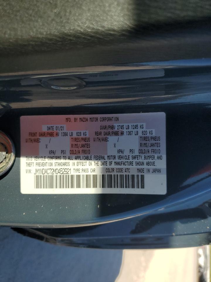 2021 Mazda Mx-5 Miata Club VIN: JM1NDAC72M0452921 Lot: 87070535