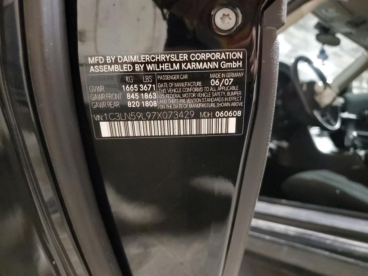 2007 Chrysler Crossfire VIN: 1C3LN59L97X073429 Lot: 84600105