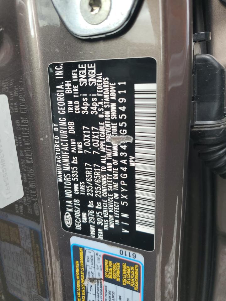 2019 Kia Sorento L VIN: 5XYPG4A34KG554911 Lot: 85532185