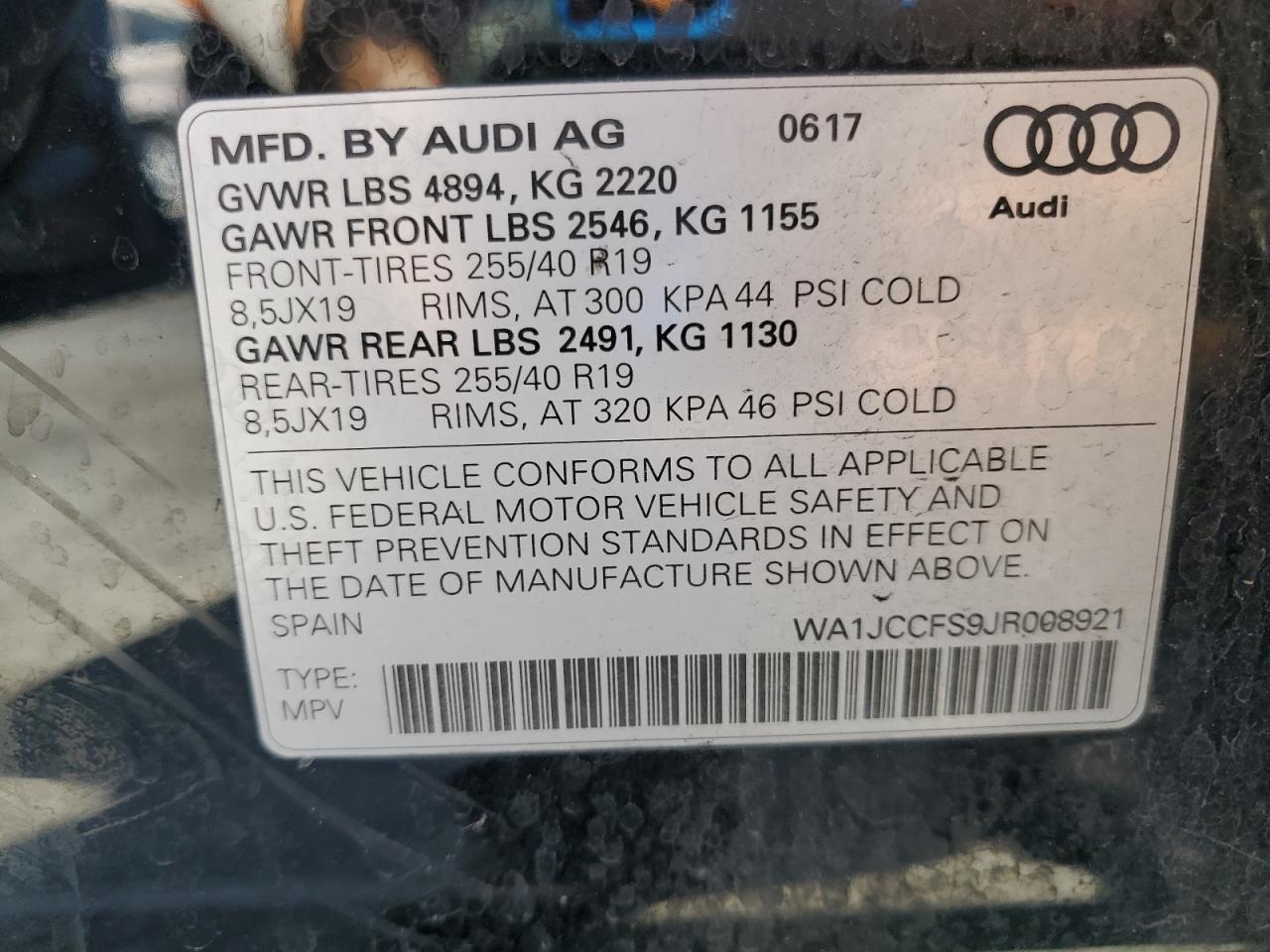 2018 Audi Q3 Premium Plus VIN: WA1JCCFS9JR008921 Lot: 85890115