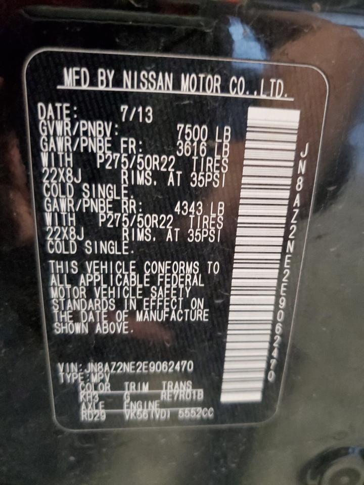 2014 Infiniti Qx80 VIN: JN8AZ2NE2E9062470 Lot: 84763985