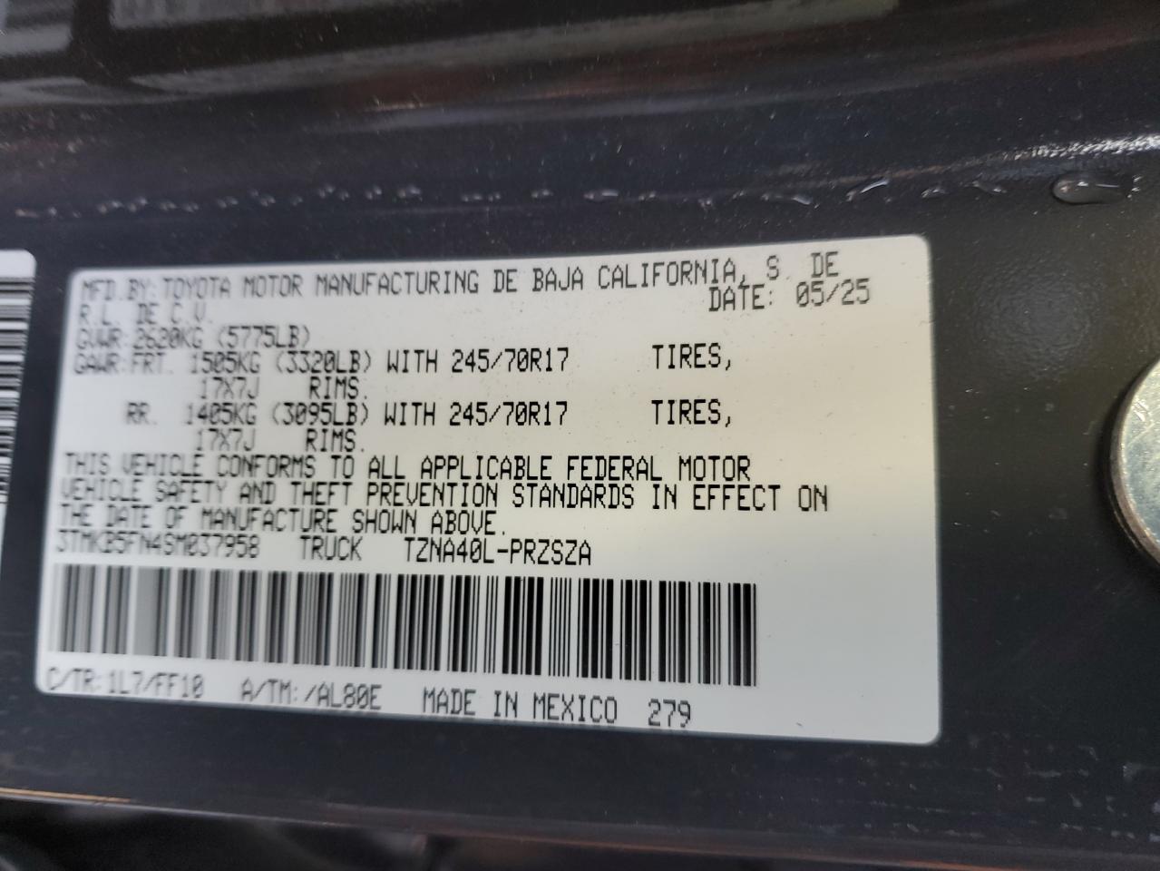 2025 Toyota Tacoma Double Cab VIN: 3TMKB5FN4SM037958 Lot: 87416325