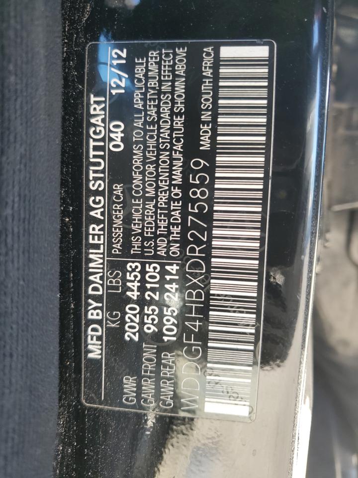 2013 Mercedes-Benz C 250 VIN: WDDGF4HBXDR275859 Lot: 89922865