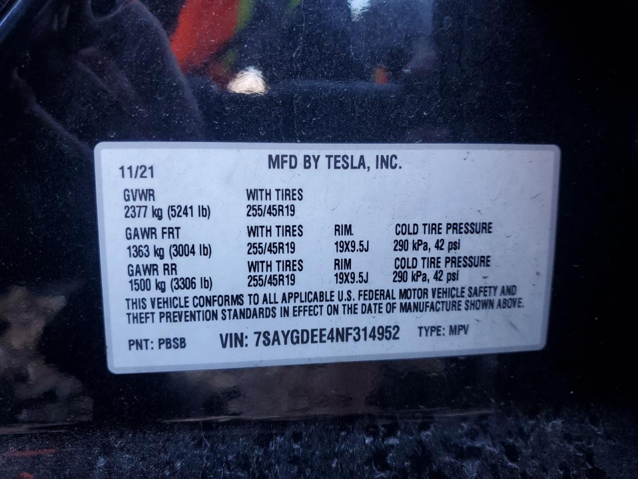 2022 Tesla Model Y VIN: 7SAYGDEE4NF314952 Lot: 90861055