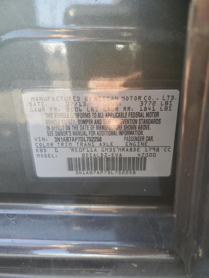 2013 Nissan Sentra S VIN: 3N1AB7AP7DL752258 Lot: 82253005