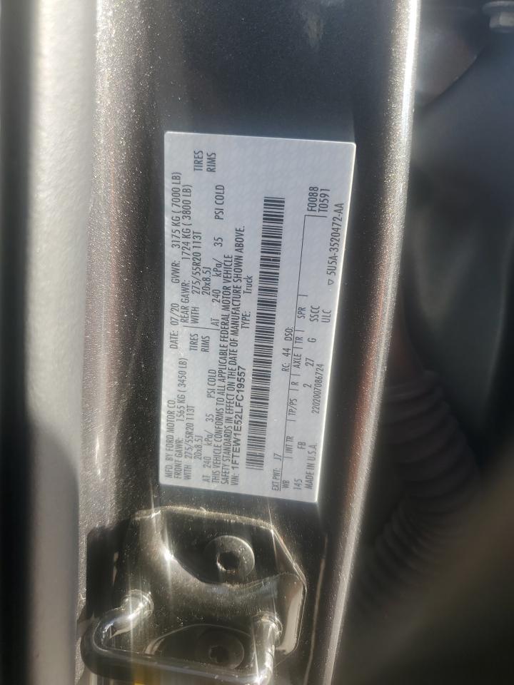 2020 Ford F150 Supercrew VIN: 1FTEW1E52LFC19557 Lot: 82416775