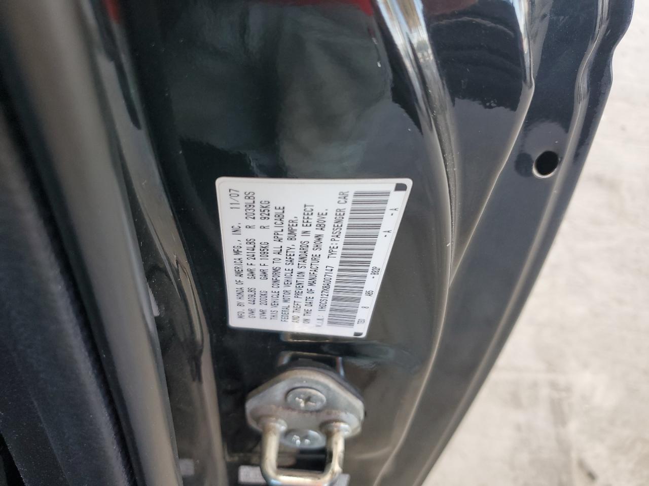 2008 Honda Accord Ex VIN: 1HGCS127X8A007147 Lot: 86304425