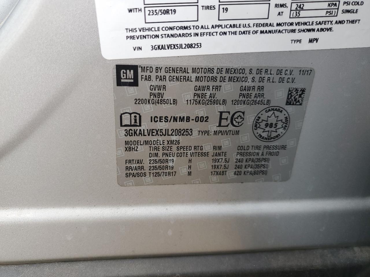 2018 GMC Terrain Slt VIN: 3GKALVEX5JL208253 Lot: 82279425