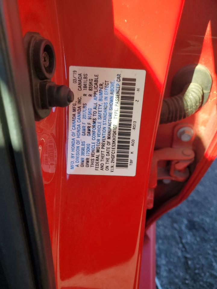 2019 Honda Civic Si VIN: 2HGFC1E53KH704107 Lot: 86153265
