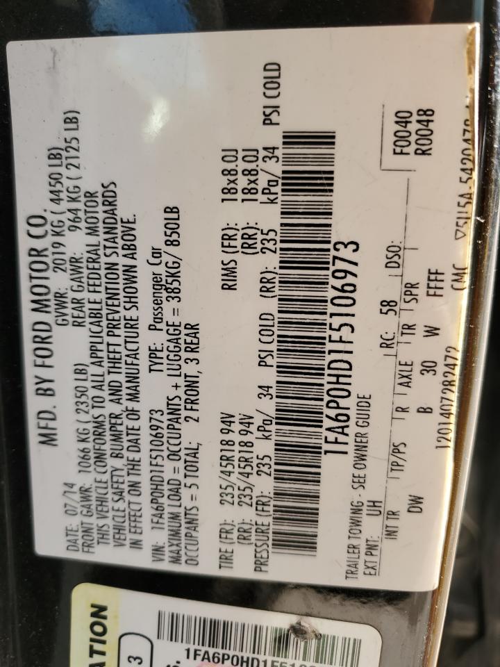 2015 Ford Fusion Se VIN: 1FA6P0HD1F5106973 Lot: 90263835