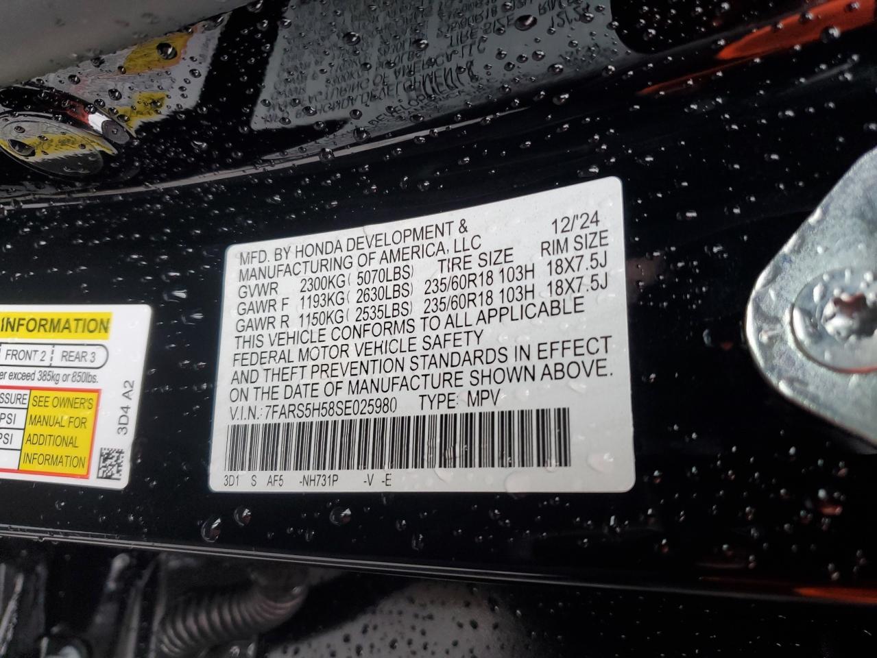 2025 Honda Cr-V Sport VIN: 7FARS5H58SE025980 Lot: 84935485