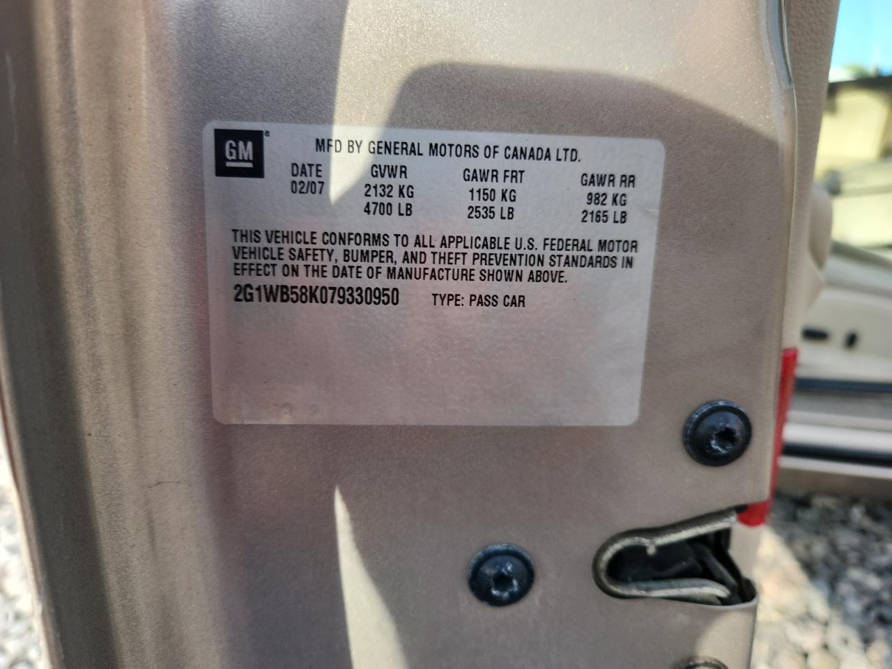 2007 Chevrolet Impala Ls VIN: 2G1WB58K079330950 Lot: 84384235