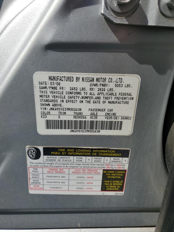 2007 Infiniti M35 Base VIN: JNKAY01E37M302438 Lot: 82377435