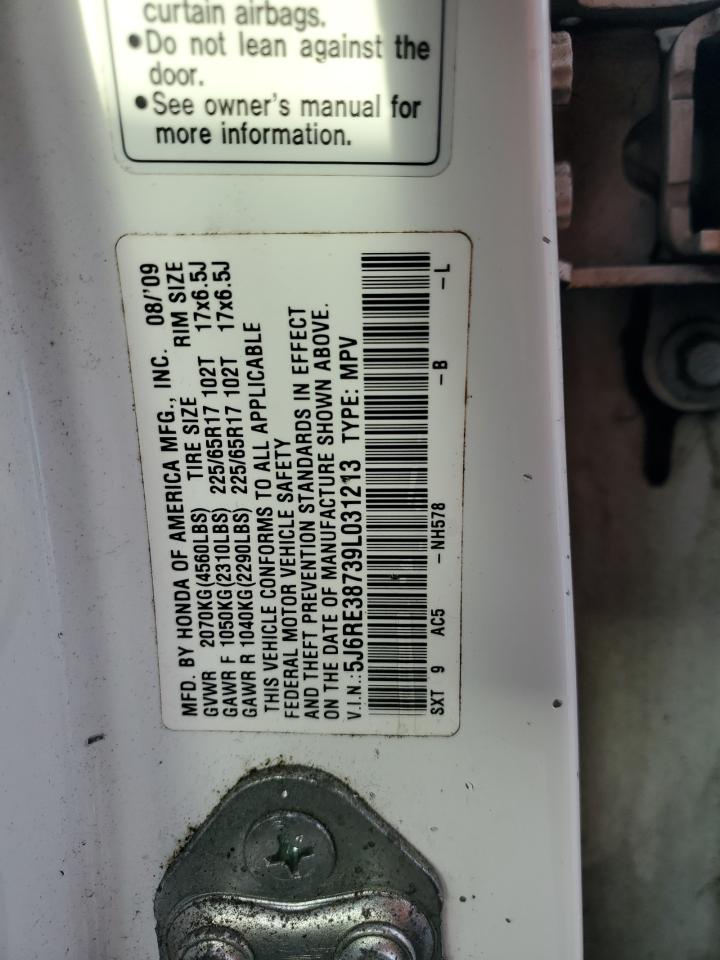 2009 Honda Cr-V Exl VIN: 5J6RE38739L031213 Lot: 84771245