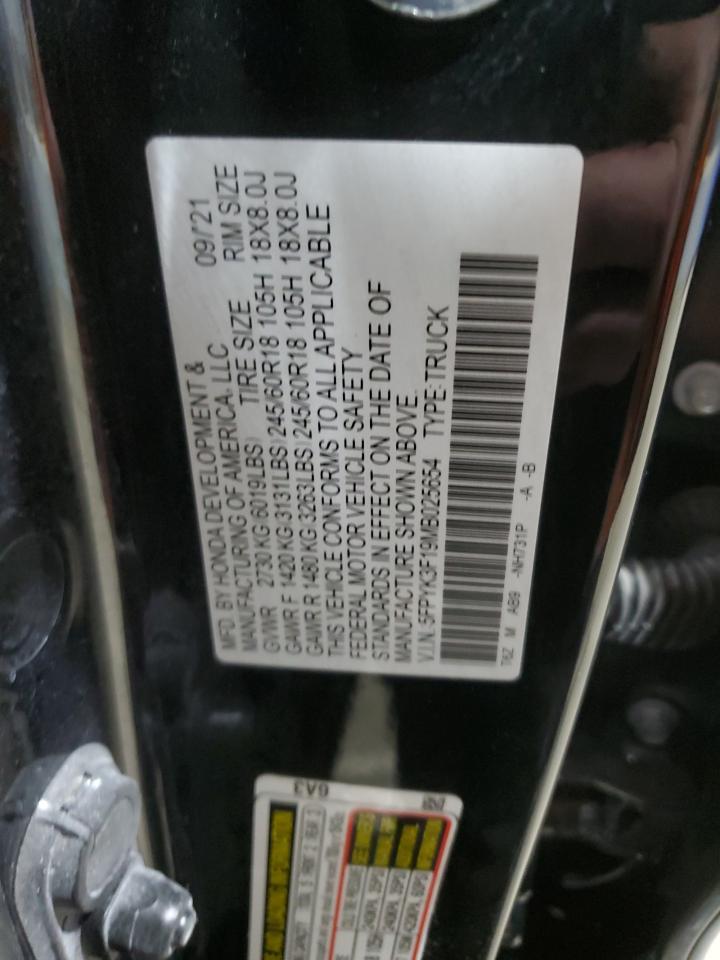 2021 Honda Ridgeline Sport VIN: 5FPYK3F19MB025654 Lot: 85510925
