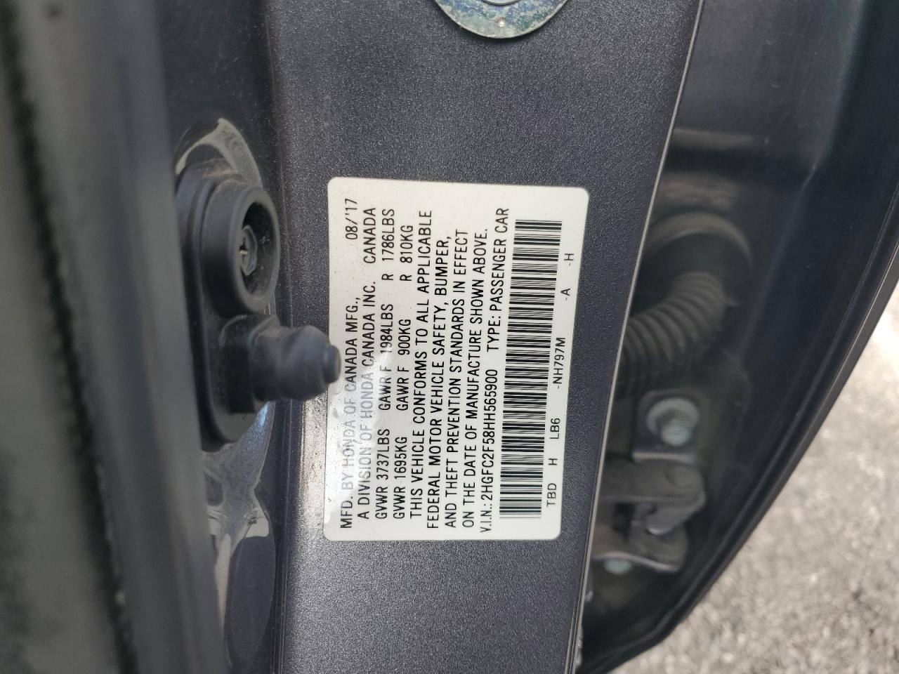 2017 Honda Civic Lx VIN: 2HGFC2F58HH565900 Lot: 82202935