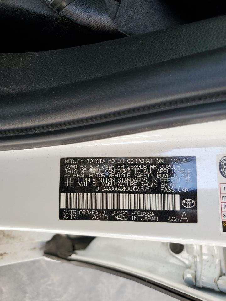 2022 Toyota Mirai Le VIN: JTDAAAAA2NA006575 Lot: 86239315