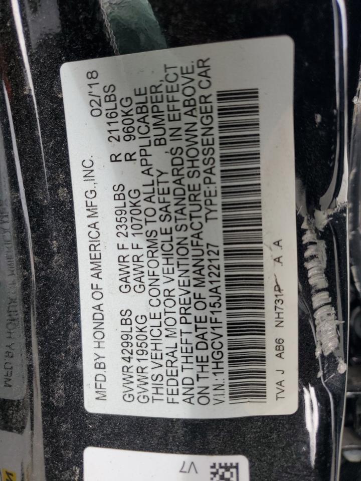 2018 Honda Accord Lx VIN: 1HGCV1F15JA122127 Lot: 86163375