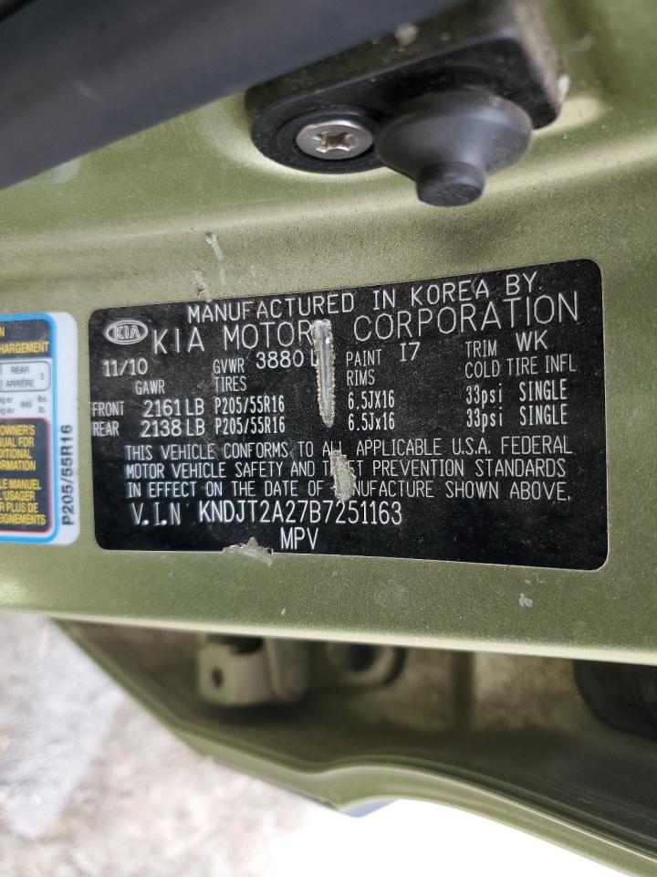2011 Kia Soul + VIN: KNDJT2A27B7251163 Lot: 86473375