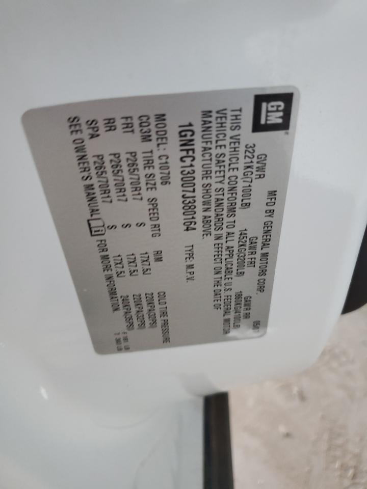 2007 Chevrolet Tahoe C1500 VIN: 1GNFC13007J380164 Lot: 84642765