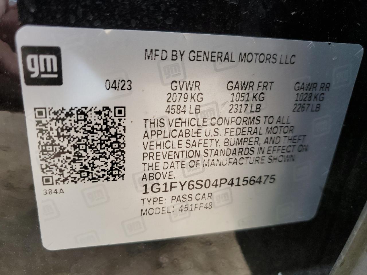 2023 Chevrolet Bolt Euv Lt VIN: 1G1FY6S04P4156475 Lot: 91103225