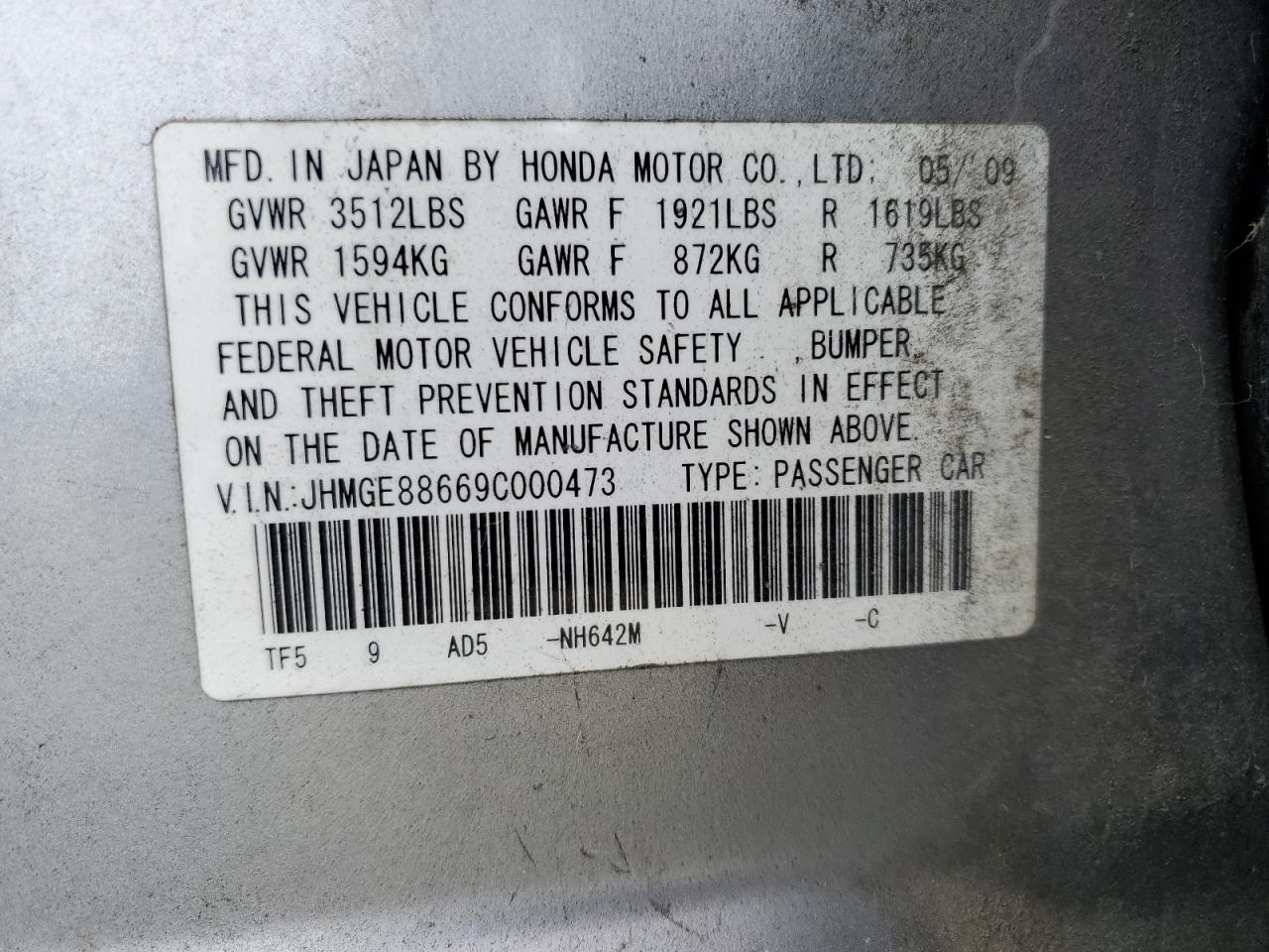 2009 Honda Fit Sport VIN: JHMGE88669C000473 Lot: 84813725